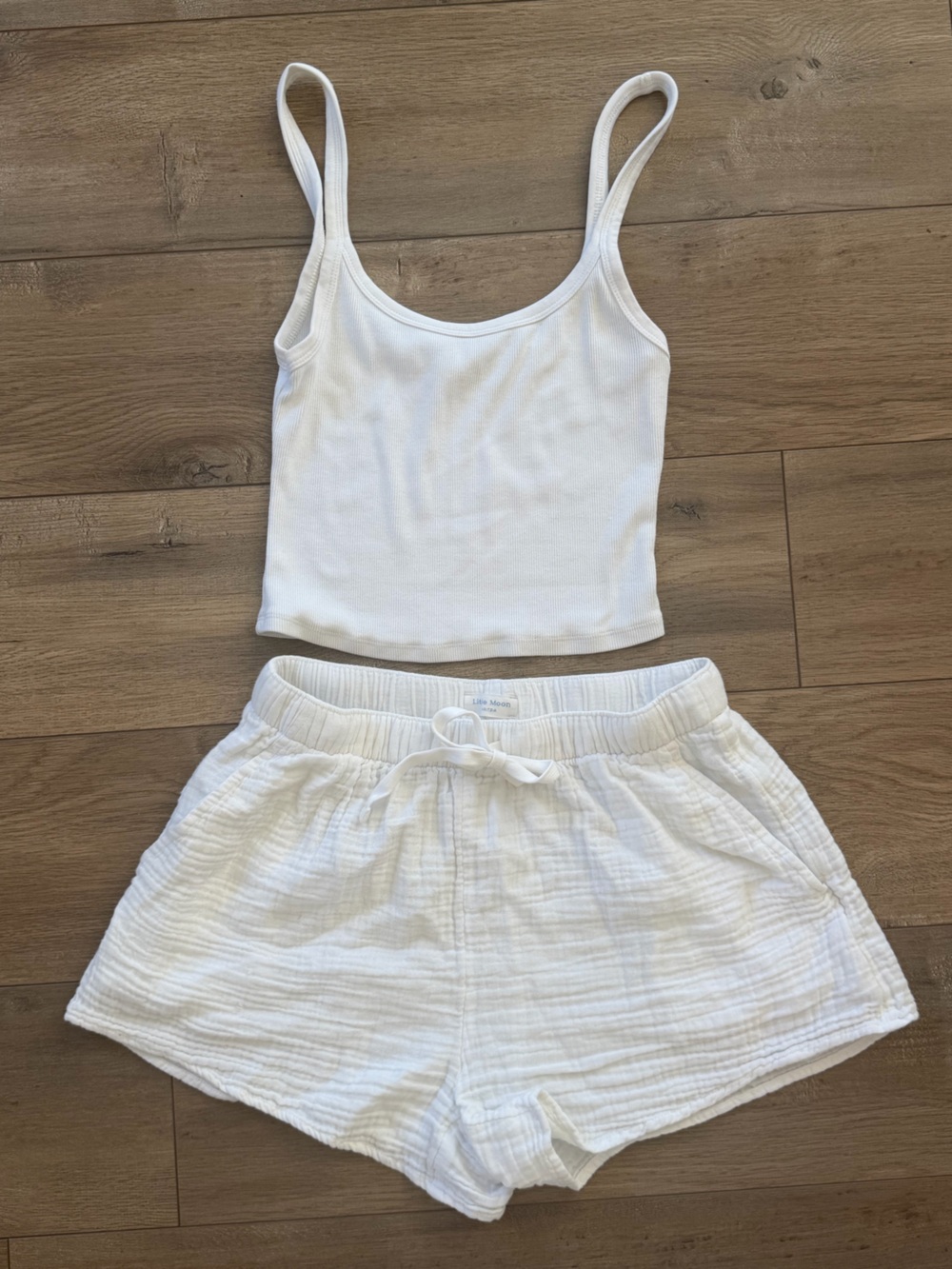 Aritzia & Garage Women’s White Ribbed Tank Top and Bottom set